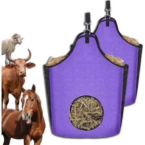 Sac à foin en tissu Oxford de qualité supérieure pour chevaux, filet à foin facile à accrocher – Idéal pour les fermes et les pâturages