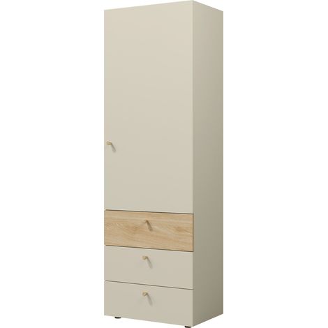 Étagère Domcali 103, Beige + Chêne, Avec des portes, Fermé, Avec tiroirs, Stratifié, Le nombre de portes: 0, Nombre de tiroirs: 0, 185x60x40cm