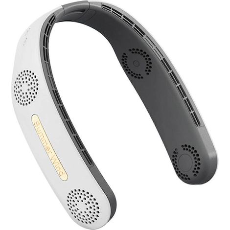 Mini ventilateur de cou sans pales, suspendu, à trois flux d'air, rechargeable, pour les sports de plein air, portable, silencieux et rafraîchissant, 4000 mAh, blanc-AquaForge