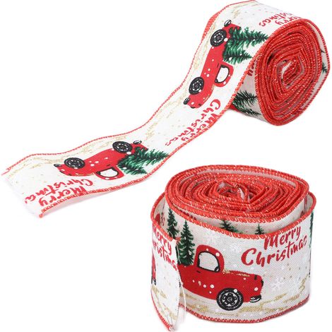 Nastro decorativo natalizio, 2 pezzi, motivo chiaro e vivace, nastro da regalo resistente. (1/5)