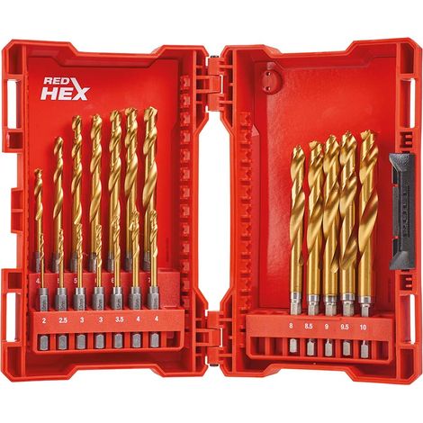 DHEX HSS-G - CASSETTA PUNTE HSS-G PROFESSIONALI PER METALLO IN TITANIO SHOCKWAVE REDHEX - KIT 19 PEZZI - MILWAUKEE (1/4)