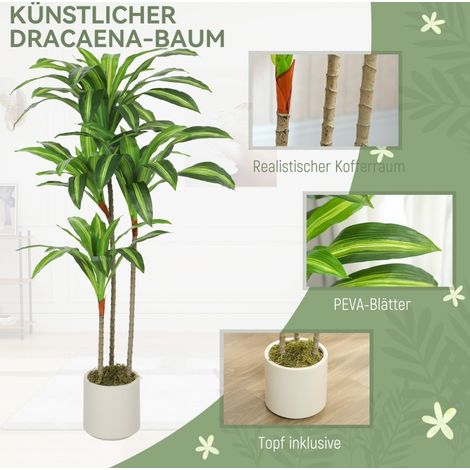 Árbol artificial drácena 120 cm con maceta blanca OKMYHOME (1/2)