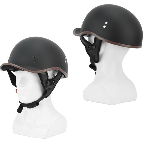 Halbhelm für Motorräder mit Sonnenblende, aus hygroskopischem und konturiertem ABS, für Damen und Herren, Warp Tail-Stil, matt schwarz, Größe M (55-57 cm). (1/4)