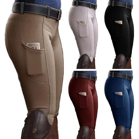 Reithose für Damen, Größe M, schwarz, mit Taschen und Push-up-Effekt. Reitstil. Größe M.
