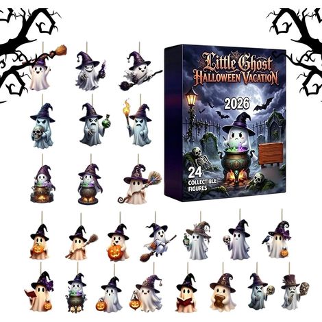 Halloween Adventskalender 24-Tage 2D Acryl Dekorationen Halloween Countdown Kalender Für Kinder und Mädchen Teenager Herbst Schule Zuhause und Spukhaus (1/5)