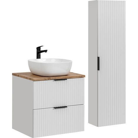 Conjunto mueble lavabo individual 60cm y columna Adriel Blanco