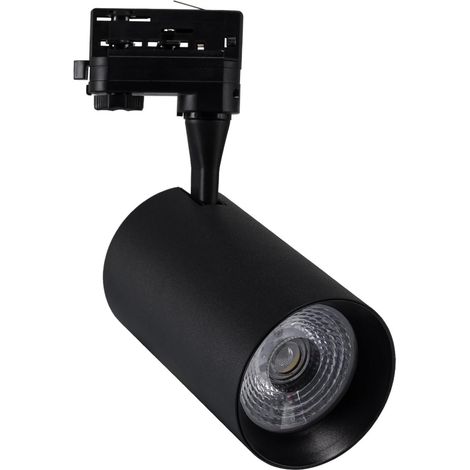 Spot LED Rail Triphasé - 1 Unité - Aluminium Noir - 30W 3000K Lumière Chaude - Éclairage Boutique et Galerie - 21x9x16 cm (1/5)