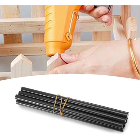 Lot de 10 bâtonnets de colle thermofusible colorés de 7 x 150 mm pour pistolet à colle de 20 W (noir) (1/5)