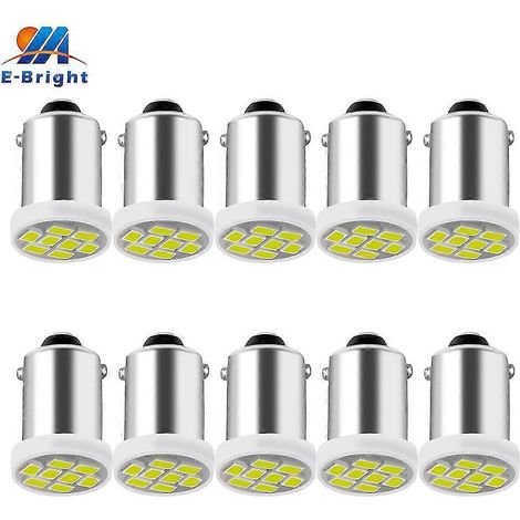 Ampoules LED BA9S 12V 24V 6.3V 6V pour éclairage de voiture (T4W T11), éclairage de plaque d'immatriculation (1895 1891 64111, 755 44 47 1893, lot de 10).WHITE