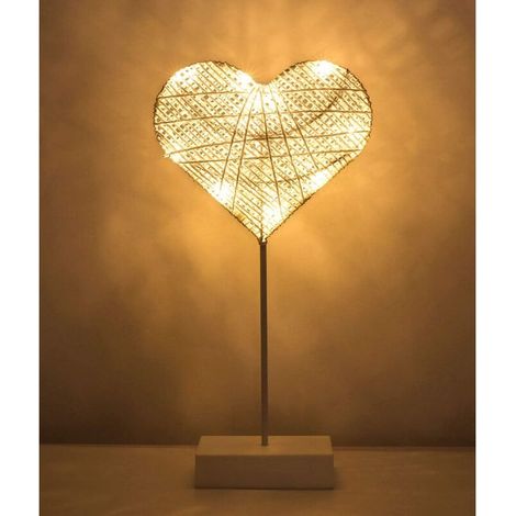 Night Light for Kids, Decorative LED Desk Lamp, Battery Operated Heart Shaped LED Bedside Lamp, Night Lighting, Warm White Light (1/5)