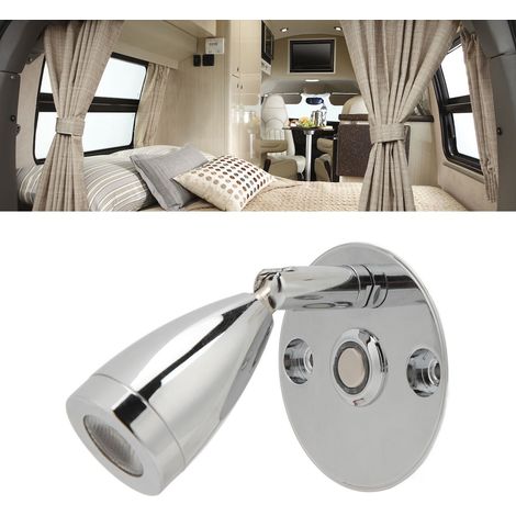Leselampe aus Chrom, DC12-24V, für Wohnmobile, Yachten und den Einsatz auf dem Wasser, USB-aufladbar, dimmbare Touch-LED, dreifarbiges Licht (Referenz: PY-RV103) (1/5)