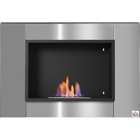 Pour salon ou chambre, cheminée bioéthanol murale encastrable, brûleur 0,9 L, combustion env. 3 h (1/5)