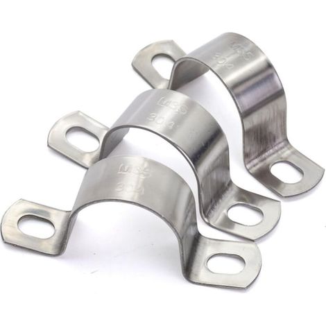 U-Collier de Serrage Tuyau Robustes Ø25 mm, Collier de Fixation Inox - Tuyau Pour Fixation/Attache Tube - 10 Pcs (1/4)