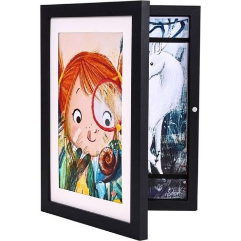 Cadre Photo - Magnétique - Pour Dessins Enfants Et Photos - 21 x 29,7 cm - Noir - 1 Pièce (1/4)