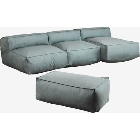 Sofá modular chaise longue de 3 piezas y puff Dojans SKLUM             