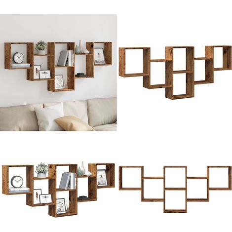 vidaXL Wandregal Altholz-Optik 159x18x66 cm Holzwerkstoff (1/5)