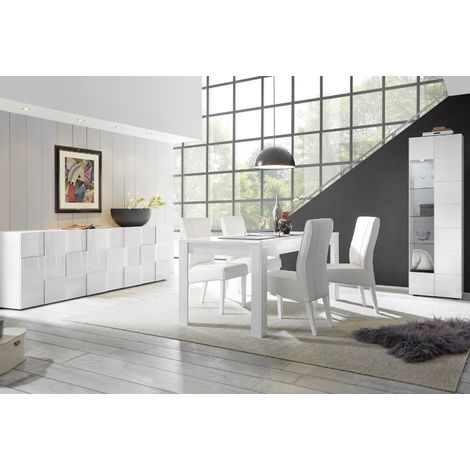 Salle à manger complète design laqué blanc MADO (1/5)