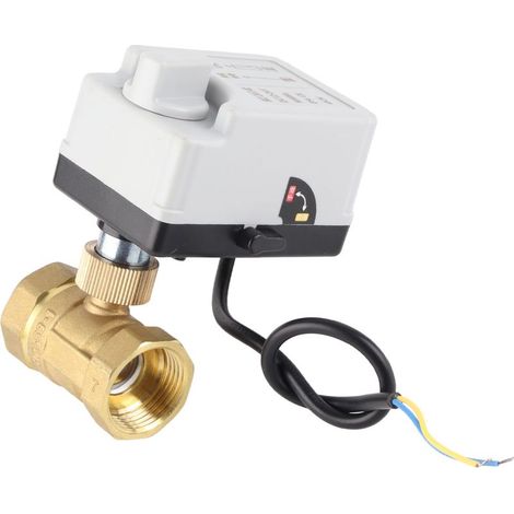 Vanne à bille motorisée 2 fils 2 voies normalement fermée DN25 laiton ABS 12V‑24V accessoire (1/5)