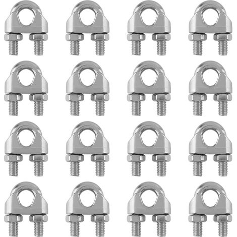 16 x Steel Cable Ties 10mm M10 Stainless Steel Cable Ties U-Bolt Shape Cable Ties for Steel Cables, Steel Wires, Ropes, Silver (1/5)