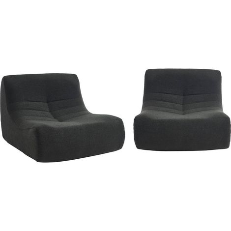 sweeek - 2er-Set modulare 1-Sitzer Sessel mit strukturiertem Bouclé-Bezug, Bouclé, Schwarz (1/5)
