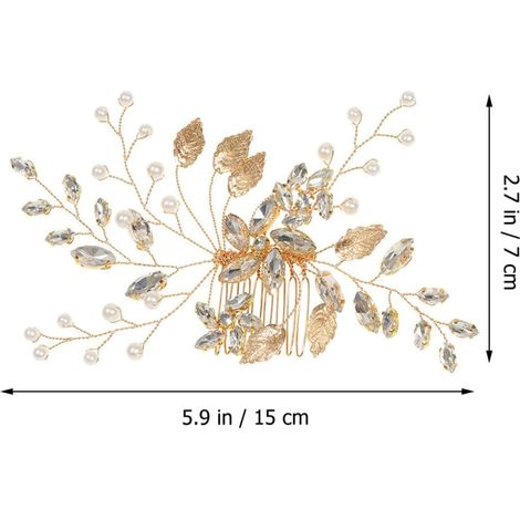 Bridal Hair Comb with Gold, Blue Crystals and Pearls (1/5)