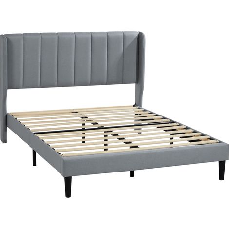 Vianna Double Ottoman Storage Upholstered 145 cm Linen Bed Frame with Mattress, Light Grey (1/5)