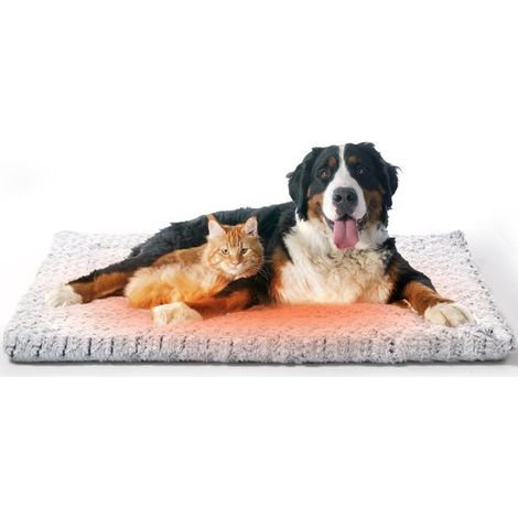 Tapis auto-chauffant pour chat et chien - Couchage douillet et chaud pour animaux - 115x70cm - Matelas auto-chauffant non électrique - Gris - Convient aux petits et moyens chats et chiens (1/4)