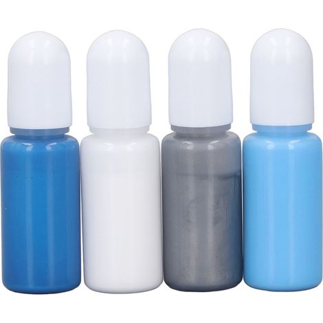 Pigment Résine Époxy 4 Teintes Haute Concentration Colorant UV Résine pour Bijoux, Figurines et Moulage Lot 6 Bleu Marine, Gris, Blanc, Bleu Clair (1/5)