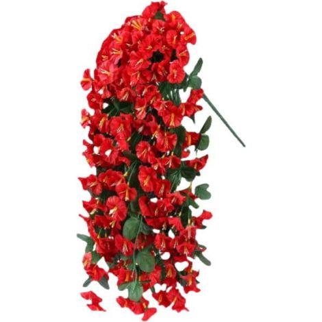 Fleur Artificielle - Trompette Fausse - Décoration Murale pour Intérieur Extérieur - Rouge - 80 cm (1/4)