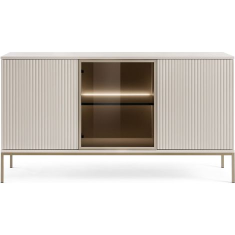 Commode large moderne avec portes et façade cannelée 154×83×39 cm, Cachemire / Or (1/5)