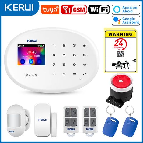 (Package 1) Système d'alarme domestique, prend en charge l'alarme antivol WiFi GSM, alarme sans fil 433 MHz, compatible avec Tuya Smart Home. (1/5)