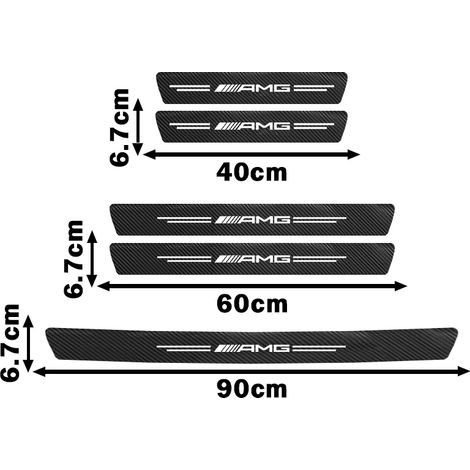 (Lot de 5 autocollants de protection de seuil de porte en fibre de carbone AMG) compatibles avec les modèles Mercedes-Benz AMG W211, W205, W213, W207, A207, C218, CLA, CLS et Classe E. (1/4)