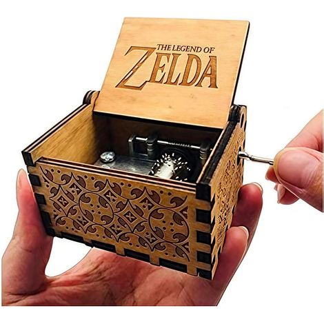 Boîte à musique JeiibrZui Legend of Zelda - Boîte à musique en bois à manivelle avec gravure laser - Design compact et portable - Cadeau unique pour les fans - Couleur bois naturel (1/5)