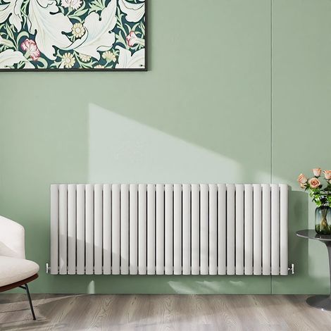 AICA 600x1593mm White Horizontal Designer Radiator Double Oval Column Heating UK (1/5)