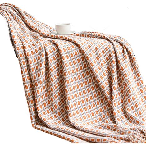 1 Couverture tricotée motif pied-de-poule, pompons tressés, douce et chaude, jeté de lit décoratif pour canapé, 127 x 180 cm (1/5)
