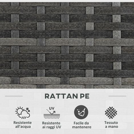 Jardinière treillis plantes grimpantes, 3 bacs acier rotin synthétique gris, 84x30x107cm (1/5)