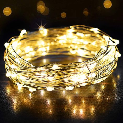 Cadena De Luces Led MINKUROW 10m Cadena De Luces 100 Usb, Para Habitaciones, Interiores, Navidad, Exteriores, Fiestas, Bodas, Bricolaje, Etc. Blanco Caliente (1/5)