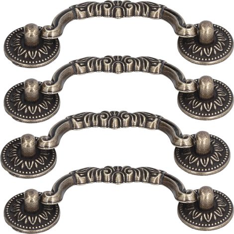 Ensemble de 4 poignées de porte coulissantes en bronze, style antique moderne, avec vis, pour armoire ou meuble à chaussures. (1/5)