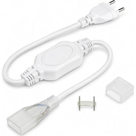 LED Strip Connection Kit 220V Max Power 15A / 3300W Outdoor IP65 Includes Plug, Pin Connector (15mm Gap) and Finishing Tip (1/5)