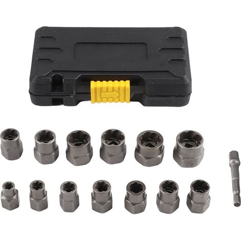 Satz mit 14 Bolzen- und Mutternausdrehern, 3/8 Zoll CR MO Stahlantriebsausdreher für Kfz-Reparaturen, Naturfarbe. (1/5)