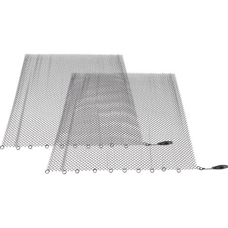 Rideau pare-étincelles en maille pour cheminée, 2 panneaux larges, écrans de remplacement suspendus pour cheminée à bois domestique, noir 61 x 46 cm (1/5)
