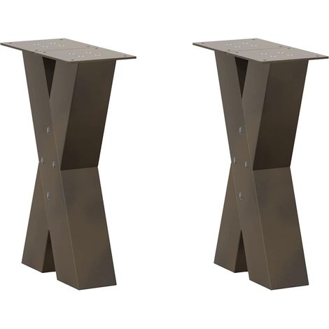 Couchtischbeine X-Form 2 Stk. Naturstahl 28x(42-43) cm Stahl