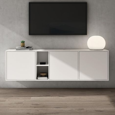Mai & Mai Meuble de Rangement avec 3 Portes et 2 Compartiments Casier de Rangement Polyvalent Buffet Blanc Mat 180x36x52,6 cm SR02 (1/5)