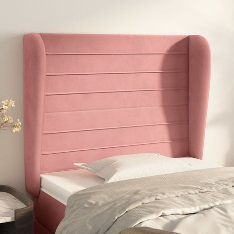 Tête de lit avec oreilles Style Classique Armoire de lit - Rose 83x23x118/128 cm Velours BV127915 - BonneVie (1/5)