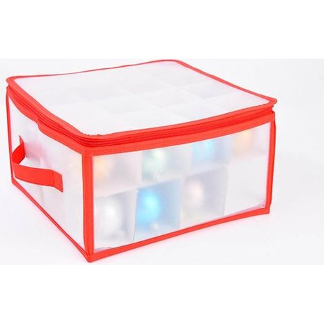 Boîte de rangement pour boules de Noël avec séparateurs, poignées et double fermeture éclair - peut contenir jusqu'à 32 boules de Noël (1/5)