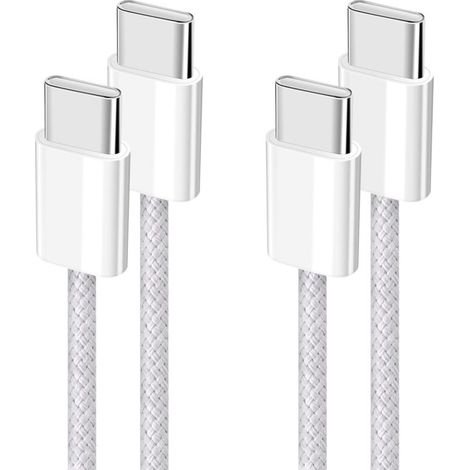 Câble USB C vers USB C 60W – Charge rapide PD3.0 – Nylon tressé – Transfert de données 480 Mbps – Lot de 2 (1M)