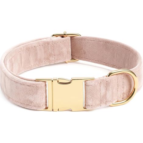 Collier pour Chien, Collier pour Animaux de Compagnie Velours Rose/M (1/5)