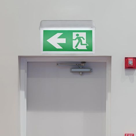 Éclairage de Secours LED, Indicateur De Sécurité à LED avec 6 Pictogrammes de Sortie de Secours Panneau Lumineux, Panneau de Sortie Secour, Fixation Plafond (1/5)