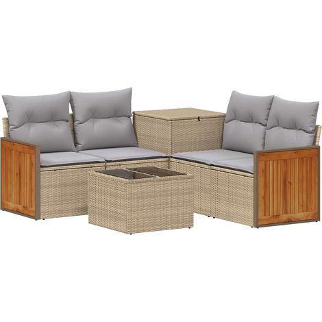 Set di divani 6 pz Beige e Grigio Chiaro 55 x 55 x 37 cm vidaXL (1/5)