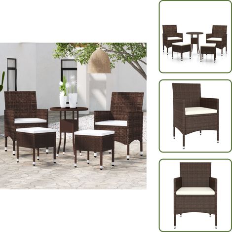 The Living Store 5-tlg. Garten-Lounge-Set Poly Rattan Braun - Gartengeräte - Gartenmöbel - Loungesessel - Outdoor Möbel - Rattanmöbel (1/5)